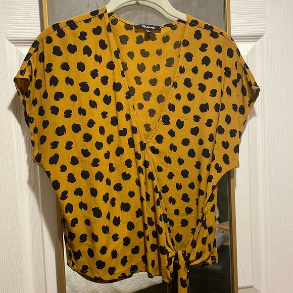 Madewell Sash-Tie Wrap Top in Painted Spots - Animal Print - Picture 4 of 11
